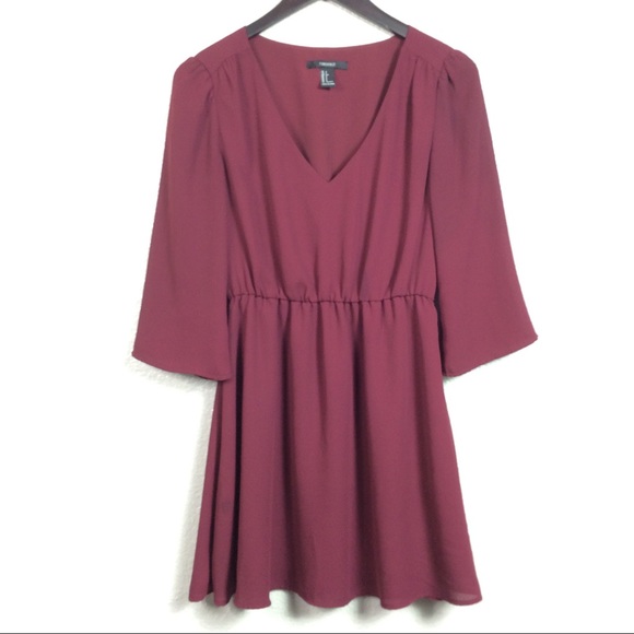 Forever 21 Womens Size S Burgundy Chiffon Skater - Picture 1 of 5